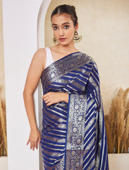 Masaba Blue Leheriya Pattern Crepe Silk Saree