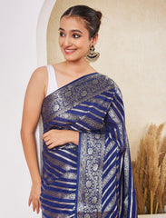 Masaba Blue Leheriya Pattern Crepe Silk Saree