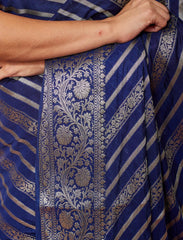 Masaba Blue Leheriya Pattern Crepe Silk Saree