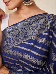 Masaba Blue Leheriya Pattern Crepe Silk Saree