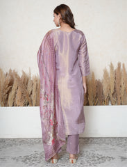 Medium Antique tissue shimmer suit with Embroidered neck