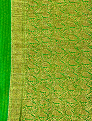 Yellow And Green Neemzari Pure Khaddi Chiffon Saree