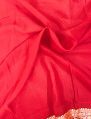 Scarlet Red Pure Khaddi Chiffon Silk Saree