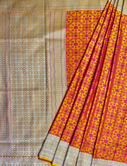Yellow & Orange Handwoven Jamawar Banarasi Silk Saree