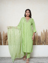 lime green gota patti embroidered suit set
