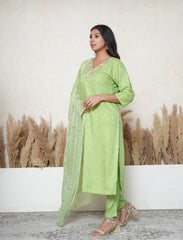 lime green gota patti embroidered suit set