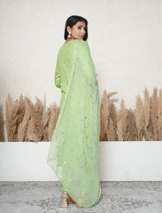 lime green gota patti embroidered suit set