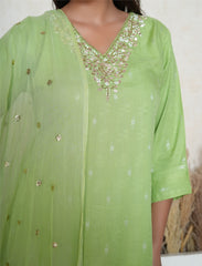 lime green gota patti embroidered suit set