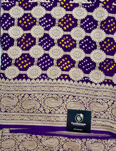 Purple Pure Khaddi Georgette Rye Bandhej Dupatta With Banarasi Weave