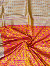 Yellow & Orange Handwoven Jamawar Banarasi Silk Saree