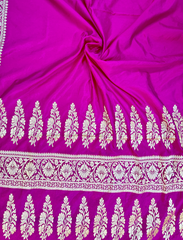 Hot Pink Crepe Silk Saree