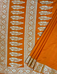 Deep Saffron Crepe Silk Saree