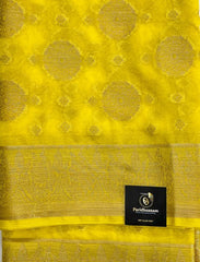 Bright Yellow Semi Organza Saree
