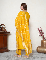 Tuscany yellow kurta set with dabka and pearl work