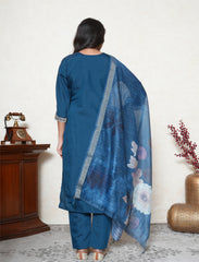 Classic blue embroidered kurta set