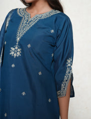 Classic blue embroidered kurta set