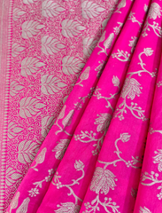 Pink Resham Zari Crepe Silk Saree
