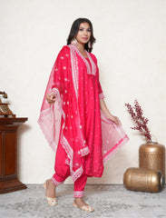 Crimson Red embroidered Stitched Suit Set