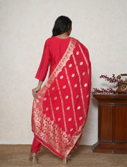 Crimson Red embroidered Kurta Set