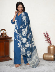 Lapis blue cotton kurta set