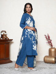Lapis blue cotton kurta set