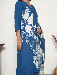 Lapis blue cotton kurta set