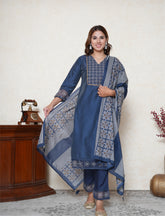 Space Blue applique cutwork Kurta set