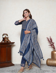 Space Blue applique cutwork Kurta set
