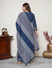 Space Blue applique cutwork Kurta set