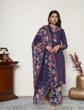 Blue cotton printed suit