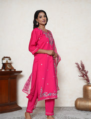 Magenta Embroidered Suit Set