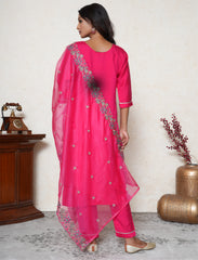 Magenta Embroidered Suit Set
