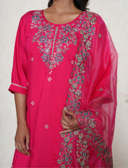 Magenta Embroidered Suit Set