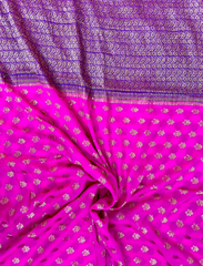 Magenta & Purple Neemzari Pure Khaddi Chiffon Saree