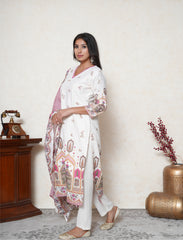 Off white printed Khadi Cotton Kurta Set