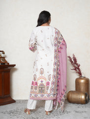 Off white printed Khadi Cotton Kurta Set