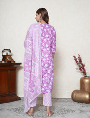 Munsell Purple floral printed Cotton Suit