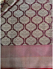 Maroon Pure Handloom Satin Silk Banarasi Saree