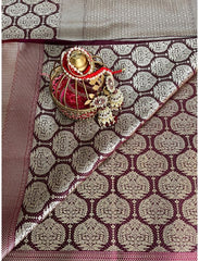 Maroon Pure Handloom Satin Silk Banarasi Saree