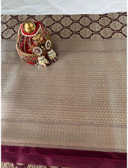 Maroon Pure Handloom Satin Silk Banarasi Saree