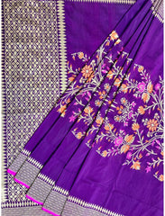 Imperial Purple Pure Handwoven Designer Banarasi Silk Saree