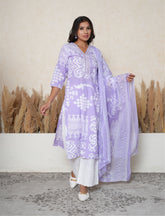 Lavender abstract print cotton suit set
