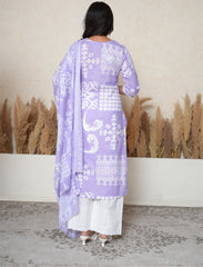 Lavender abstract print cotton suit set