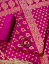 Magenta Cotton Silk Suit