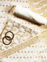 White Cotton Silk Suit