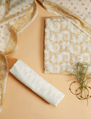 White Cotton Silk Suit