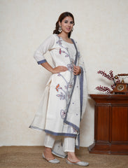 Vista white cotton suit set