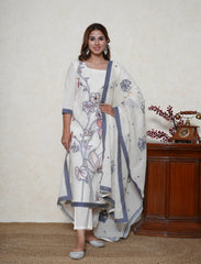 Vista white cotton suit set