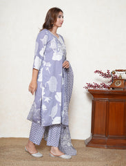 Lavender Blue floral printed suit