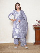 Lavender Blue floral printed suit